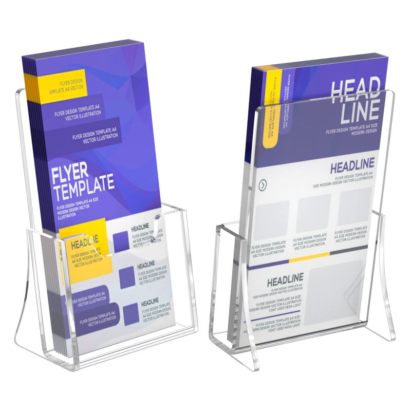 NIUBEE Acrylic Brochure Holder for 4â€™â€™ Trifold Pages, 50% Thicker Countertop Acrylic Literature Holder Plastic Flyer Display Stand for Magazine, Pamphlet, Booklets, Menu, Journals, 2 Pack - Image 3